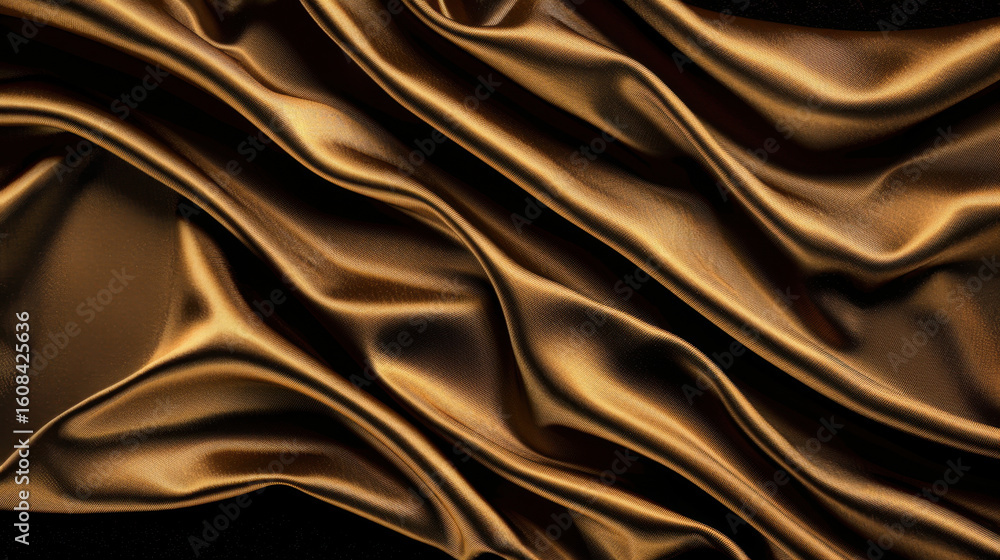 Poster luxurious golden velvet texture with soft folds creates elegant and rich appearance, perfect for var