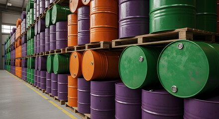 Colorful Chemical Barrels Storage