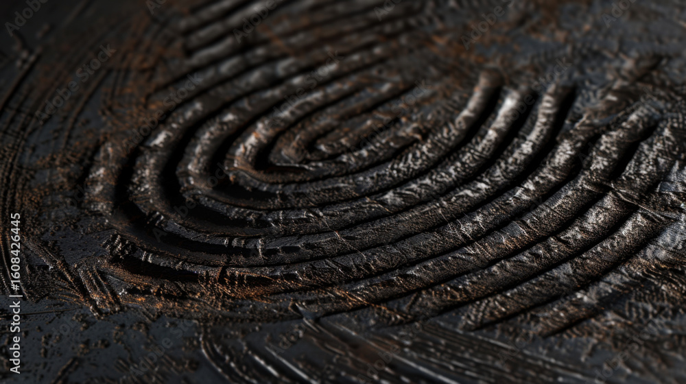 Aufkleber macro shot of fingerprint texture on smooth surface, showcasing intricate patterns and details. imag