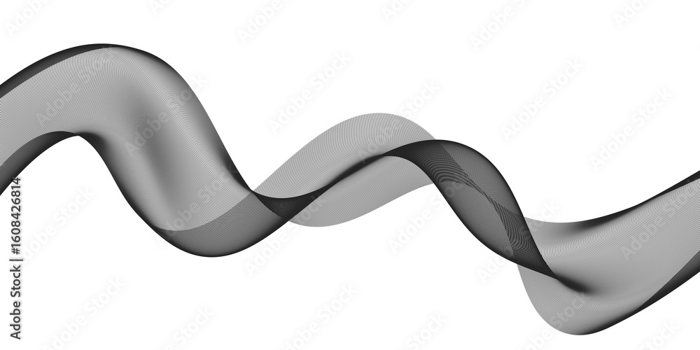 Poster abstract black wave on transparent background. translucent effect. design element.