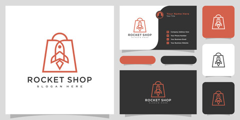 rocket shop logo design vector and business card
