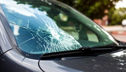 Broken car windshield