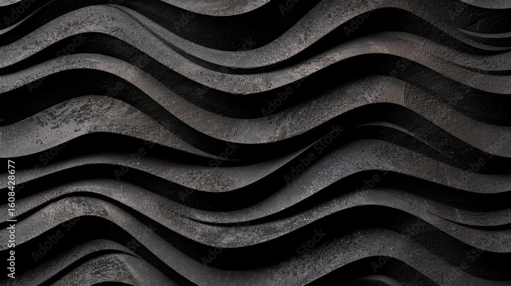 Poster textured matte surface with wavy patterns, showcasing deep graphite color with subtle shine and dept