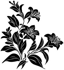 Minimalist Lily Flower Corner Border in Black and White