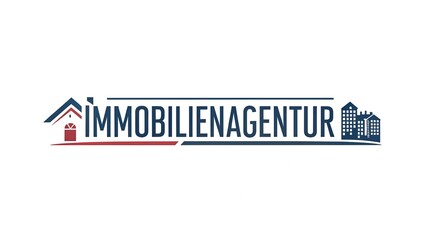 Immobilienagentur title over elegant home photo professional logo-style composition with free space for advertisement text perfect for branding property agencies housing services realty ads and rental