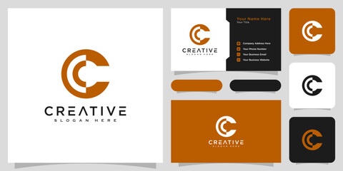 initial letter c logo line style vector design and business card