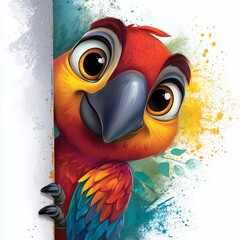 Vibrant Parrot Back to School Illustration A Colorful Cartoon Character for Educational Fun