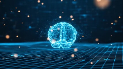 Abstract blue light human brain technology graphic - Powered by Adobe