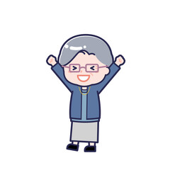 私服のシニア／ななめ／女性 03