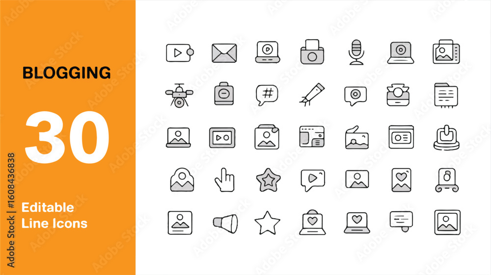 Aufkleber web and mobile flat vector icon set for business and internet media