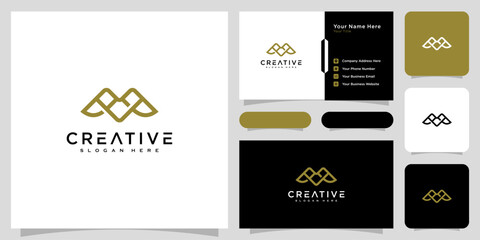 initials letter M logo vector design line style