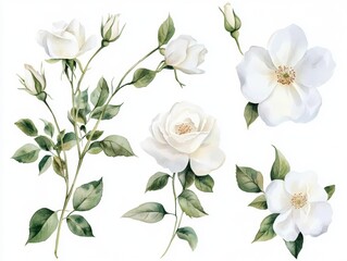 Watercolor painting of peach roses with leaves and stems, evoking a serene garden atmosphere.