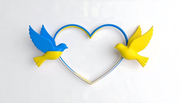 Ukraine solidarity heart with birds