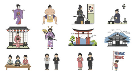 Obraz premium Japanese Cultural Icons: Traditions and Landmarks