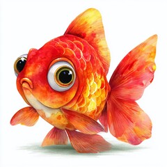 Fototapeta premium Adorable Watercolor Goldfish A Playful BacktoSchool Illustration for Kids and Enthusiasts