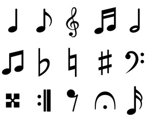 Music notes glyph composing melody musical notation illustration