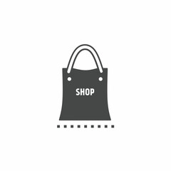 Black and white shopping bag vector illustration icon. Illustration for business. Vector template.