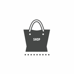 Black and white shopping bag vector illustration icon. Illustration for business. Vector template.