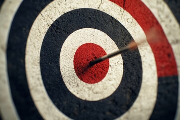 Target showing arrow hit on bull's-eye.