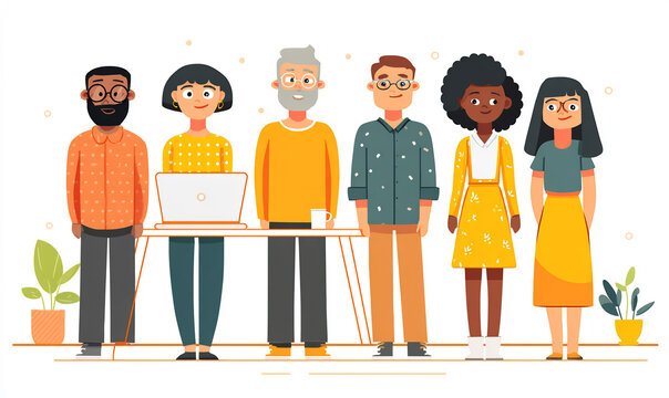 diverse professionals collaborating in office