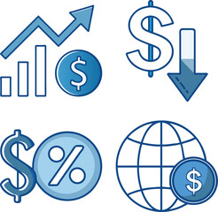 Vector illustration of finance and business icons representing global economy and financial concepts