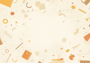 Scattered school supplies on a light background