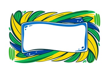 Brazil Flag Colors Frame with Blue Border and Space for Text