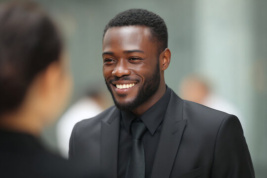 smiling businessman talking client meeting success office concept - Powered by Adobe