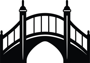 Bridge Silhouette Vector Art Illustration