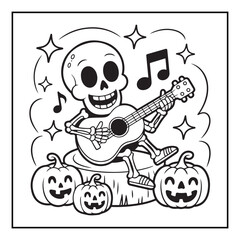 Bold and Easy Cozy Halloween Coloring Pages, Line Art, Vector Illustration, Black and White, Halloween, Coloring Pages, Coloring Book, 8.5x8.5
