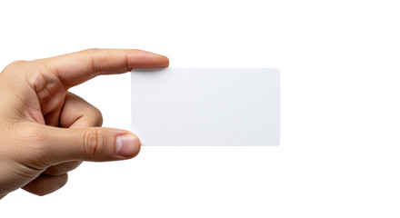 Hand holding a blank business card isolated PNG with Transparent Background