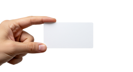 Hand holding a blank business card isolated PNG with Transparent Background
