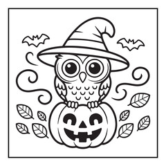 Bold and Easy Cozy Halloween Coloring Pages, Line Art, Vector Illustration, Black and White, Halloween, Coloring Pages, Coloring Book, 8.5x8.5