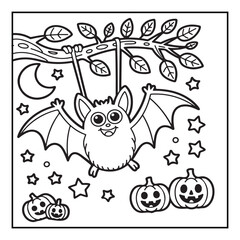 Bold and Easy Cozy Halloween Coloring Pages, Line Art, Vector Illustration, Black and White, Halloween, Coloring Pages, Coloring Book, 8.5x8.5" Design, Halloween holiday
