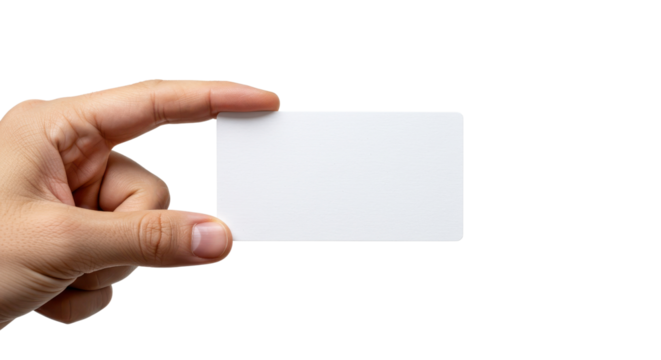 Hand holding a blank business card isolated PNG with Transparent Background