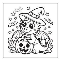 Bold and Easy Cozy Halloween Coloring Pages, Line Art, Vector Illustration, Black and White, Halloween, Coloring Pages, Coloring Book, 8.5x8.5