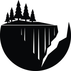 Cliff Silhouette Vector Art Illustration