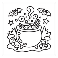 Bold and Easy Cozy Halloween Coloring Pages, Line Art, Vector Illustration, Black and White, Halloween, Coloring Pages, Coloring Book, 8.5x8.5
