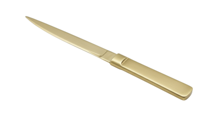 Elegant gold metal letter opener and paper knife isolated PNG with Transparent Background