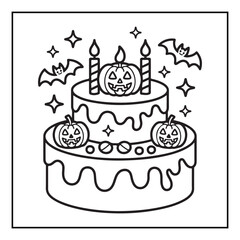 Bold and Easy Cozy Halloween Coloring Pages, Line Art, Vector Illustration, Black and White, Halloween, Coloring Pages, Coloring Book, 8.5x8.5" Design, Halloween holiday