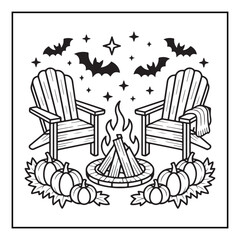 Bold and Easy Cozy Halloween Coloring Pages, Line Art, Vector Illustration, Black and White, Halloween, Coloring Pages, Coloring Book, 8.5x8.5