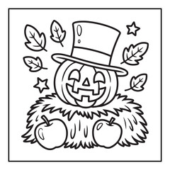Bold and Easy Cozy Halloween Coloring Pages, Line Art, Vector Illustration, Black and White, Halloween, Coloring Pages, Coloring Book, 8.5x8.5