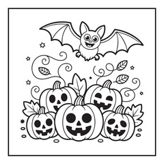 Bold and Easy Cozy Halloween Coloring Pages, Line Art, Vector Illustration, Black and White, Halloween, Coloring Pages, Coloring Book, 8.5x8.5" Design, Halloween holiday