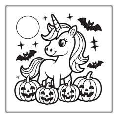 Bold and Easy Cozy Halloween Coloring Pages, Line Art, Vector Illustration, Black and White, Halloween, Coloring Pages, Coloring Book, 8.5x8.5" Design, Halloween holiday