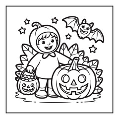 Bold and Easy Cozy Halloween Coloring Pages, Line Art, Vector Illustration, Black and White, Halloween, Coloring Pages, Coloring Book, 8.5x8.5" Design, Halloween holiday