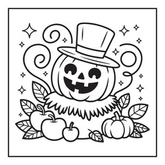 Bold and Easy Cozy Halloween Coloring Pages, Line Art, Vector Illustration, Black and White, Halloween, Coloring Pages, Coloring Book, 8.5x8.5" Design, Halloween holiday
