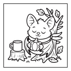 Bold and Easy Cozy Halloween Coloring Pages, Line Art, Vector Illustration, Black and White, Halloween, Coloring Pages, Coloring Book, 8.5x8.5" Design, Halloween holiday