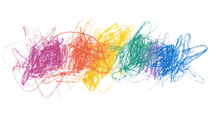 grunge hand drawn colorful scribble chalk doodle on white background