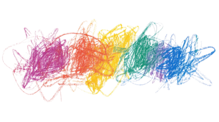 grunge hand drawn colorful scribble chalk doodle on white background