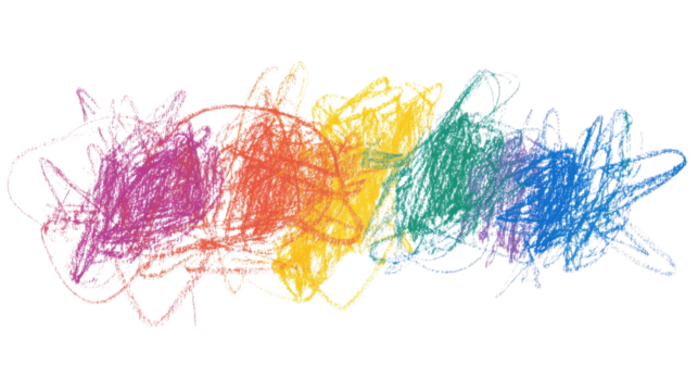 grunge hand drawn colorful scribble chalk doodle on white background